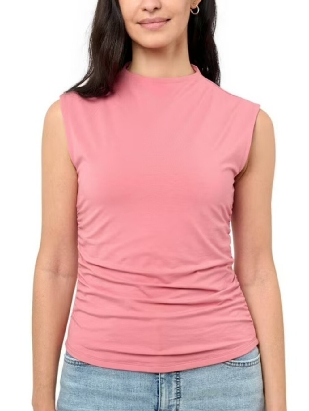 Rebecca Minkoff Pink Stretchy Mock Neck Cotton Blend Top LIKE NEW Size XL